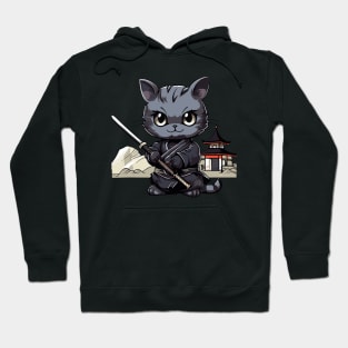 Japanese Samurai Cat Kawaii Ninja Cat Hoodie